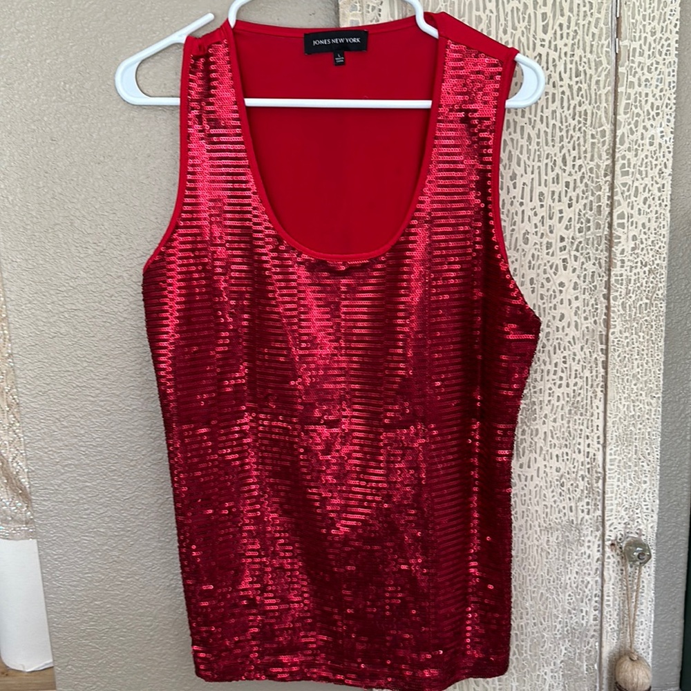 Red sequin tank top